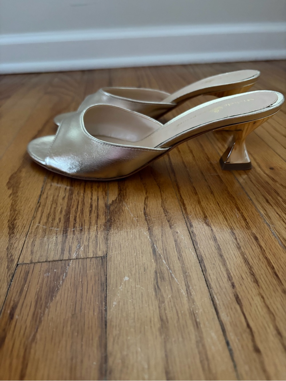 Michele lopriore Gold Open-Toe Mule Heels